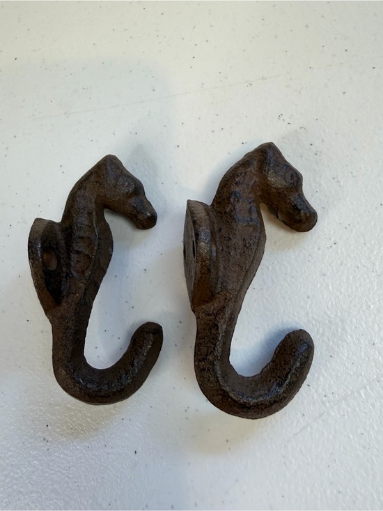 Vintage Other - Vintage Cast Metal Seahorse Wall Hooks Coastal Nautical Boho Beach House Decor